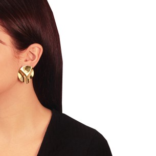 Ασημένια επίχρυσα σκουλαρίκια Κύκλοι Κύματα