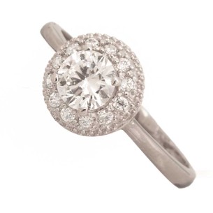 Λευκόχρυσο 14k δαχτυλίδι Μονόπετρο Ροζέτα