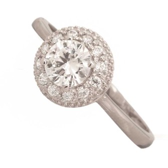 Λευκόχρυσο 14k δαχτυλίδι Μονόπετρο Ροζέτα