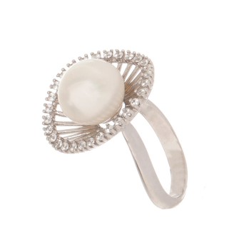 Λευκόχρυσο 14k δαχτυλίδι Ρόζετα Μαργαριτάρι