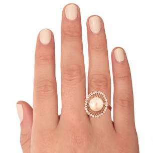 Λευκόχρυσο 14k δαχτυλίδι Ρόζετα Μαργαριτάρι