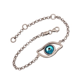 Γυναικείο λευκόχρυσο 14k βραχιόλι Μάτι