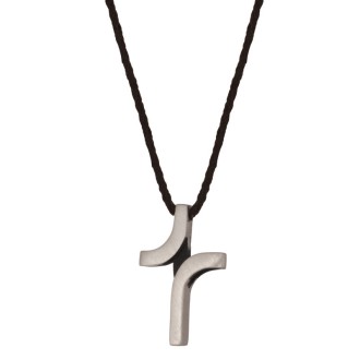Κολιέ κορδόνι ασημένιος Σταυρός