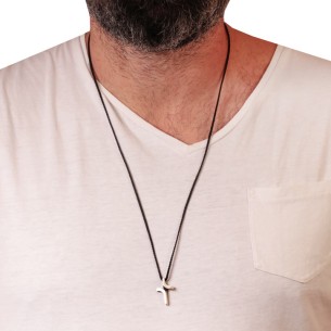 Κολιέ κορδόνι ασημένιος Σταυρός