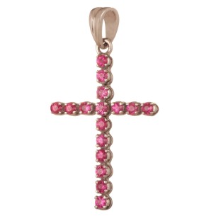 Λευκόχρυσος 18k Γυναικείος Σταυρός Ρουμπίνια