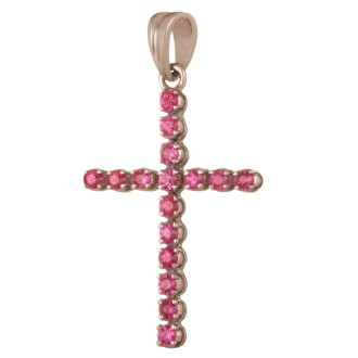Λευκόχρυσος 18k Γυναικείος Σταυρός Ρουμπίνια