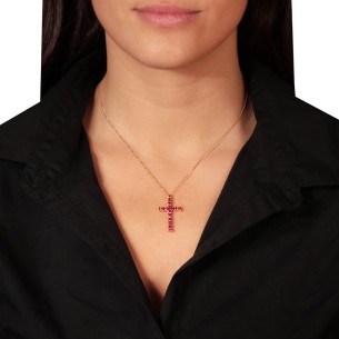 Γυναικείο ροζ χρυσό 18k κολιέ Σταυρός με Αλυσίδα