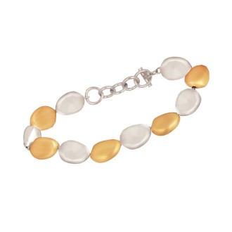 Ασημένιο επίχρυσο βραχιόλι Βότσαλα