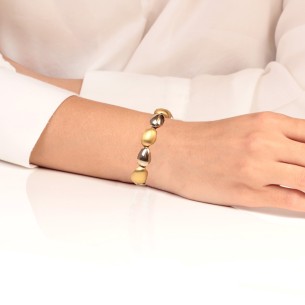 Ασημένιο επίχρυσο βραχιόλι Βότσαλα