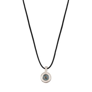 Κολιέ κορδόνι ασημένιος Δίσκος Μάτι