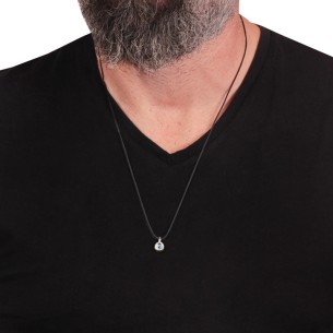 Κολιέ κορδόνι ασημένιος Δίσκος Μάτι