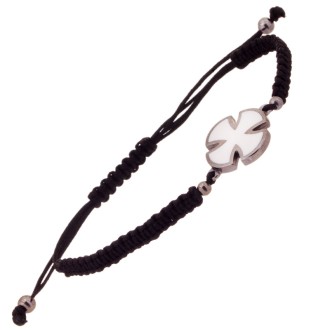 Βραχιόλι macrame ασημένιος Σταυρός