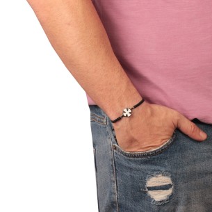 Βραχιόλι macrame ασημένιος Σταυρός