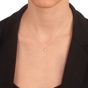 Λευκόχρυσο 9k κολιέ Μονόπετρο