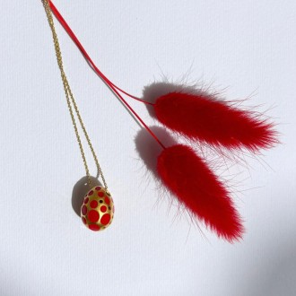 Ασημένιο επίχρυσο κολιέ Πάσχα Αυγό Dots