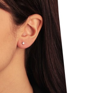 Λευκόχρυσα 14k σκουλαρίκια Μονόπετρα