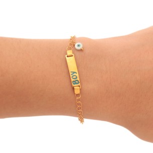 Ασημένιο επίχρυσο βραχιόλι Ταυτότητα Αγόρι