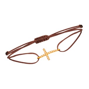 Γυναικείο βραχιόλι κορδόνι χρυσός 14k Σταυρός