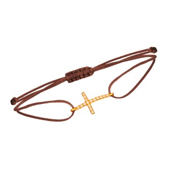 Γυναικείο βραχιόλι κορδόνι χρυσός 14k Σταυρός