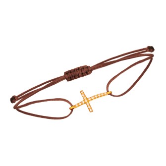 Γυναικείο βραχιόλι κορδόνι χρυσός 14k Σταυρός