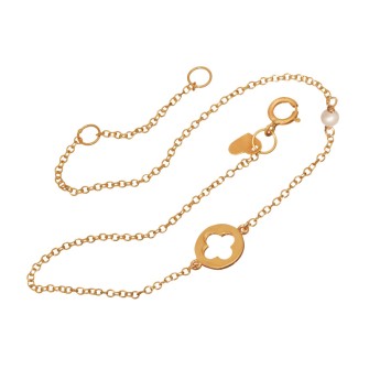 Χρυσό 9k βραχιόλι Σταυρός Μαργαριτάρι