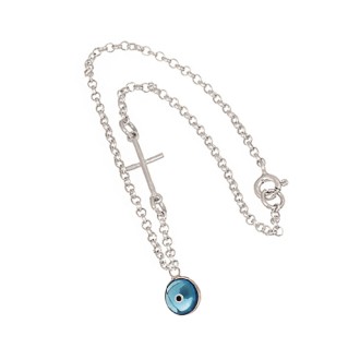 Ασημένιο Γούρι Αυτοκινήτου Σταυρός Μάτι