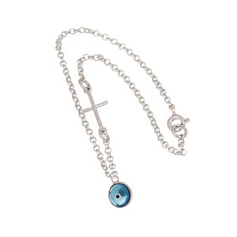 Ασημένιο Γούρι Αυτοκινήτου Σταυρός Μάτι