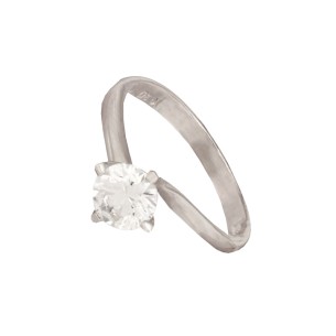 Λευκόχρυσο 14k δαχτυλίδι Μονόπετρο Φλόγα