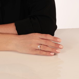 Λευκόχρυσο 14k δαχτυλίδι Μονόπετρο Φλόγα