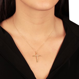 Γυναικείο χρυσό 14k κολιέ Αλυσίδα Σταυρός