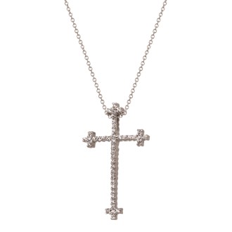 Λευκόχρυσο 14k κολιέ Αλυσίδα Σταυρός