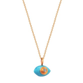 Χρυσό 18k κολιέ Μάτι Τιρκουάζ