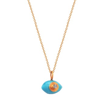 Χρυσό 18k κολιέ Μάτι Τιρκουάζ