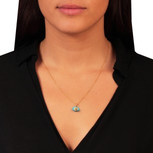 Χρυσό 18k κολιέ Μάτι Τιρκουάζ