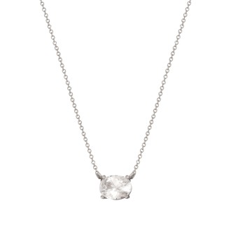 Λευκόχρυσο 14k κολιέ Οβάλ Μονόπετρο