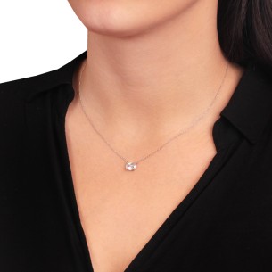 Λευκόχρυσο 14k κολιέ Οβάλ Μονόπετρο