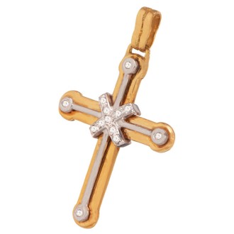 Χρυσός 18k μενταγιόν Σταυρός Χ Διαμάντια