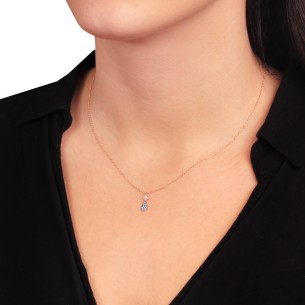 Γυναικείο ρόζ χρυσό 14k κολιέ Σταυρός Μάτι