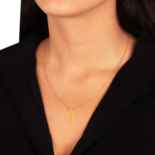 Χρυσός 14k Γυναικείος Σταυρός Μονόπετρο