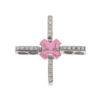 Λευκόχρυσος 14k Γυναικείος Σταυρός Χ