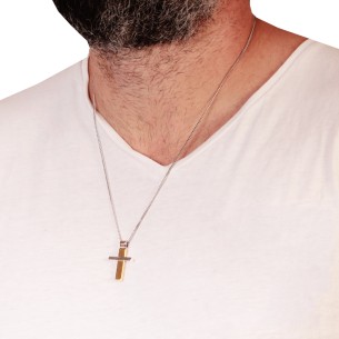 Χρυσός λευκόχρυσος 18k Ανδρικός Σταυρός