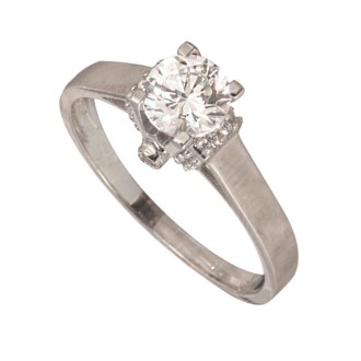 Λευκόχρυσο 14k δαχτυλίδι Μονόπετρο