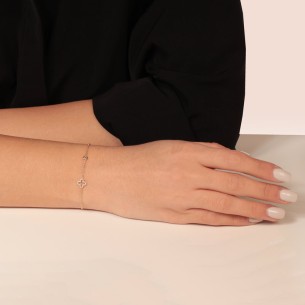 Γυναικείο χρυσό 9k βραχιόλι Σταυρός Μονόπετρο