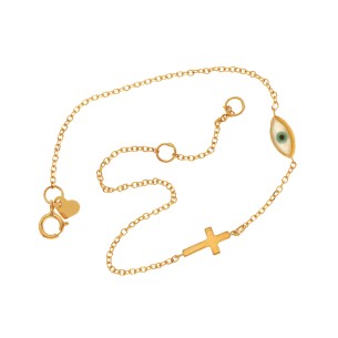 Χρυσό 9k βραχιόλι Μάτι Σταυρός