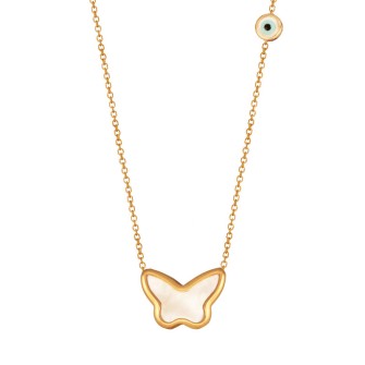 Χρυσό 9k κολιέ Πεταλούδα Μάτι