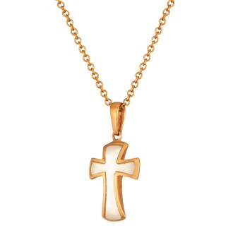 Γυναικείο ρόζ χρυσό 18k Κολιέ Σταυρός Φίλντισι
