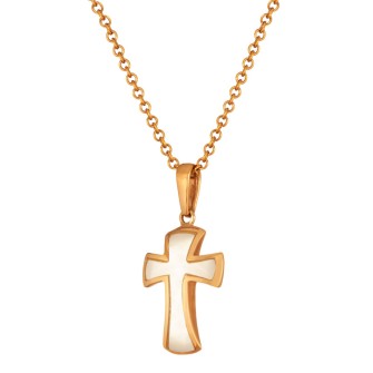 Γυναικείο ρόζ χρυσό 18k Κολιέ Σταυρός Φίλντισι