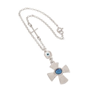 Ασημένιο Γούρι Αυτοκινήτου Σταυρός Μάτι