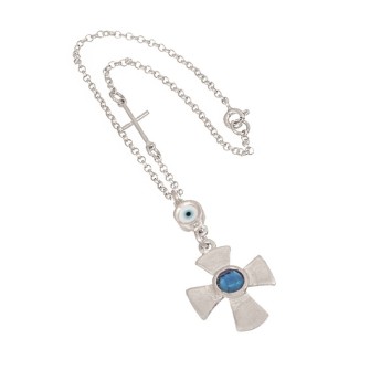 Ασημένιο Γούρι Αυτοκινήτου Σταυρός Μάτι