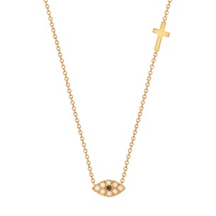 Χρυσό 9k κολιέ Μάτι Σταυρός